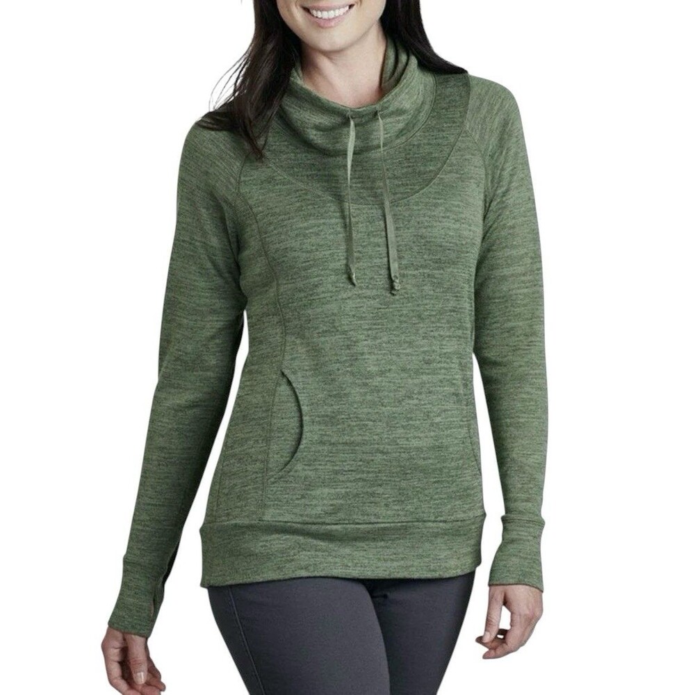 KUHL Lea Pullover Top Womens XL Evergreen Pockets Sweatshirt Cowl Neck NEW